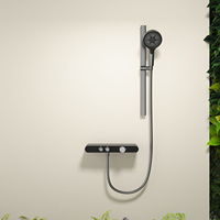 Ensemble de douche mural Tanggao gris bronze moderne et minimaliste en acier inoxydable avec barre coulissante, robinet de salle de bain domestique eau chaude/froide