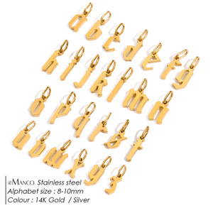 <span class=keywords><strong>Minúsculas</strong></span> a Z 26 Letra Charm Colgante Acero inoxidable 14K 18K Chapado en oro Pulsera personalizada Collar DIY Fabricación Precio de fábrica - Product Image 2