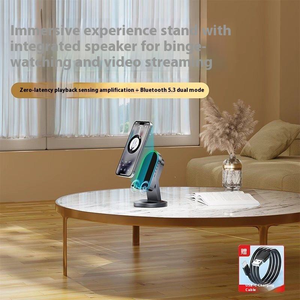 Multifonctionnel 360 °   Support de téléphone rotatif avec capteur à induction sans fil et haut-parleur Bluetooth intégré, support de tableau de bord Mobile P - Product Image 6
