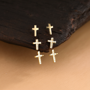 Fashion <b>Stud</b> <b>Earrings</b> 316L Stainless Steel PVD Gold Plating Cross Design Minimalist Jewelry - Product Image 3