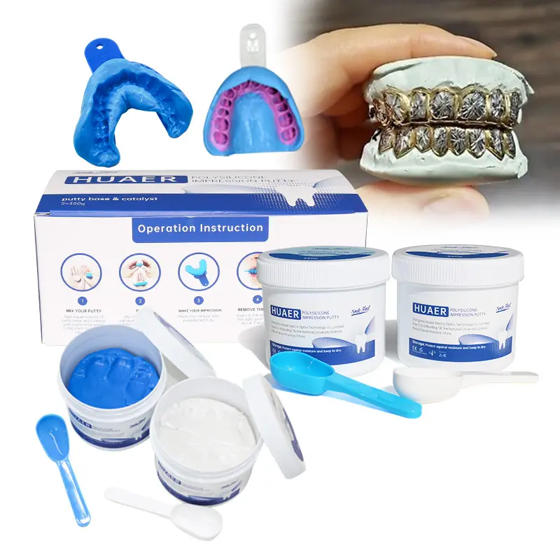 Zahnverbrauchsmaterialien individuelles Logo Zahn aufhellungsbehälter hartes Zahnadruckmaterial Grillzform Putty-Eindruck Putty-Silikon