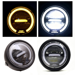 Motorcycle 5.75 Inch Semi Round LED Headlight With DRL Halo Retro Front Lamp For CG Loncin V Cafe Leoncino - Product Image 5