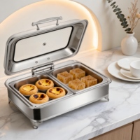 Neues Design Edelstahl 9L Gold Chafing Dish für Buffet, Restaurant, Hotel, Rechteckiger Warmhaltebehälter