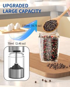 Gravity Electric <b>Salt</b> and <b>Pepper</b> <b>Grinder</b> Set <b>Automatic</b> <b>Salt</b> and <b>Pepper</b> <b>Grinder</b> Set with LED Light - Product Image 6