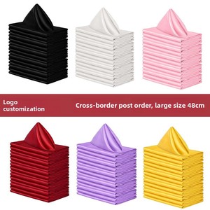 Handmade giá rẻ vuông màu đỏ lụa satin khăn ăn phong cách phương Tây hemstitch cho khách sạn & nhà hàng - Product Image 6