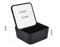 Boîte à maquillage portable pliable en plastique avec logo personnalisé, miroir de maquillage de voyage, boîte de rangement pour cosmétiques et bijoux personnalisée