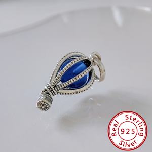 Venta al por mayor de fábrica: Dijes de plata de ley 925 de la marca HaYa, de diseño moderno, para pulseras, cadena de serpiente y dijes de globo aerostático azul. - Product Image 5