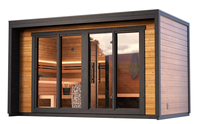 Ruang Sauna Listrik Kayu Cedar Merah Solid Modern yang Dapat Disesuaikan untuk Luar Ruangan, Kapasitas 4-6 Orang, Dilengkapi Ruang Ganti, Ramah Lingkungan, Desain Ringan