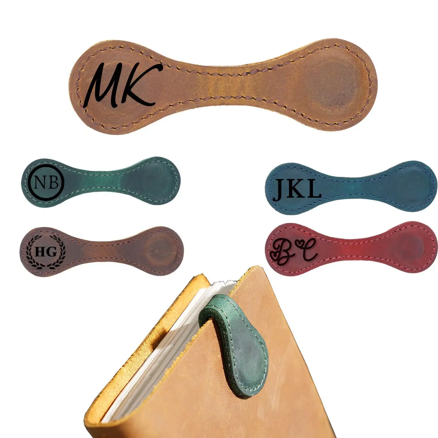 Marcapáginas de cuero magnético plegado personalizado al por mayor con logotipo