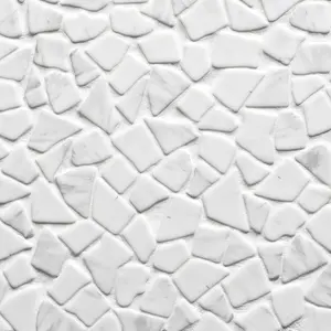 Sunwings Recycled Glass Mosaic River Rock Pebble Tile | Stock In US | White Carrara Marble Looks Mosaics Wall And Floor Tile