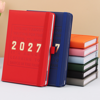 Agenda en cuir PU 2027 avec bande élastique, planificateur quotidien et hebdomadaire, logo personnalisé, agenda professionnel pour le bureau, l'école, cadeau