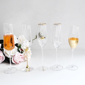 Custom Printed clear CRYSTAL elegant stem flutes champagne glasses with logo from the wedding - Product Image 6