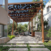 Panneaux de plafond modernes en métal découpé au laser pour gazebo de jardin, balcon, pergola, écrans d'intimité, feuilles en aluminium thermolaqué noir et blanc