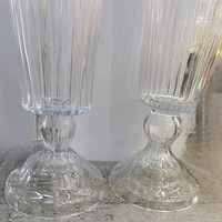 Vase en verre transparent haut et décoratif moderne pour mariage, grand vase en forme de trompette rayé, centre de table pour décoration de mariage