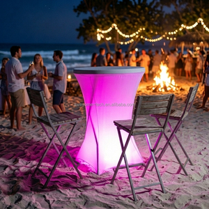 Tavolo da Bar Pieghevole in Plastica, Circolare, Luminoso, Bianco, Diametro 80cm, per Attività all'Aperto - Product Image 5