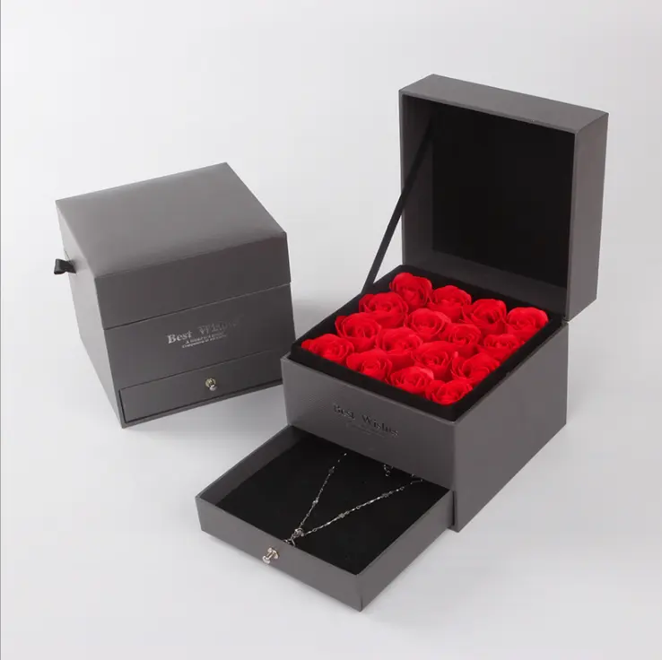 Мыло роза двойной ящик ожерелье Подарочная коробка подарок на день рождения лучшие подарки на день Святого Валентина