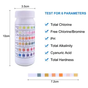 New 50Pcs/ボトル6 In 1 Swimming Pool SPA Test Strips Water Test Strips For Pool Water Chlorine Alkalinity Hardness