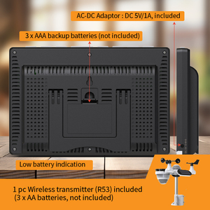 <span class=keywords><strong>WiFi</strong></span> 7-en-1 Station météo professionnelle pour la maison Horloge Enregistreur de température intérieure Lumière/Vent/Pluviomètre/Panneau solaire-Tout en un - Product Image 4