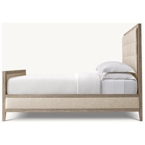 <span class=keywords><strong>Lit</strong></span> king-size de luxe moderne fabriqué à la main avec cadre en bois de chêne et revêtement en tissu Style de <span class=keywords><strong>lit</strong></span> mural en bois massif pour chambre à coucher - Product Image 3