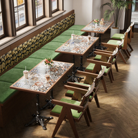 Chinesischer Stil Massivholz Moderne Komfortable Café- und Restaurant-Möbelgarnitur Sitzbank-Sofa Langlebige Quadratische Esszimmerstühle Tisch
