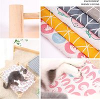 Lit rafraîchissant surélevé en bois pour animaux de compagnie, portable, amovible, en toile de coton lavable, hamac d'été, lit de camp, nid pour chiens et chats