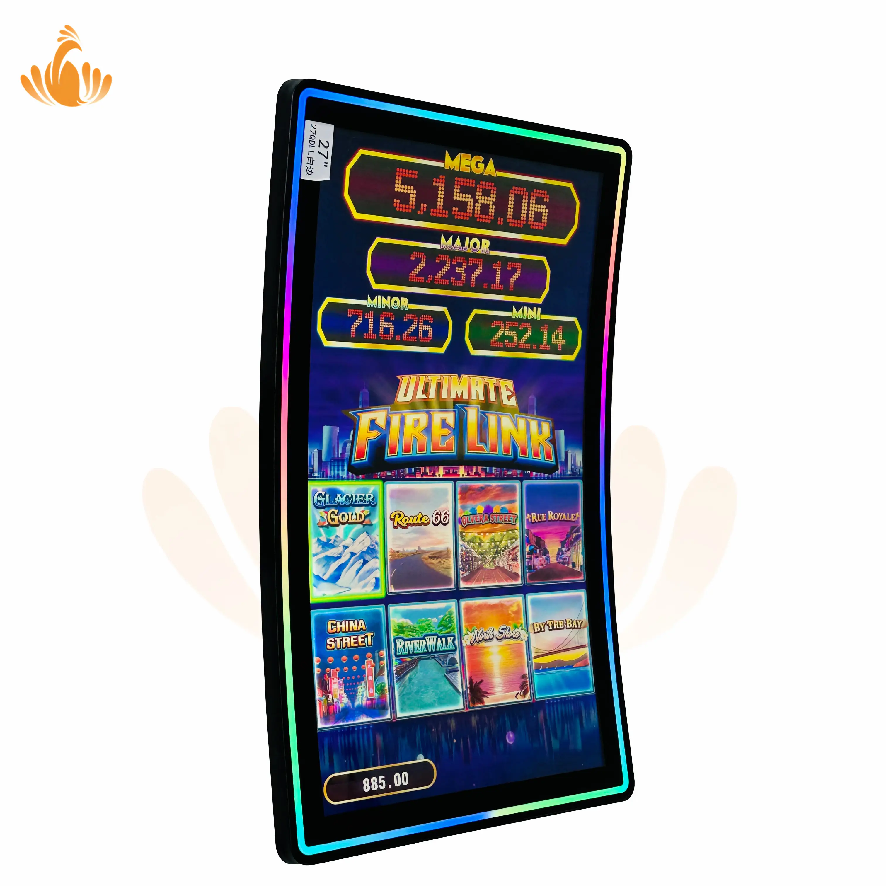 27 inch curve capacitive LED aluminum bezel touch monitor fire link game machine