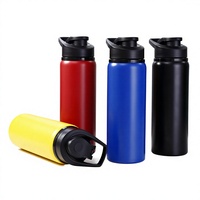 Bouteille d'eau sport personnalisée en acier inoxydable 304, anti-fuite, pour voiture, avec couvercle à pression manuelle, portable