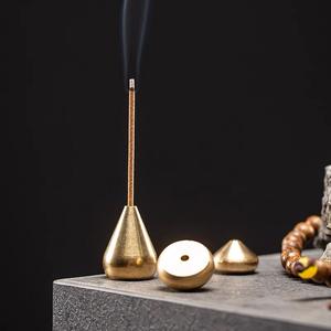 BECORA - Porta Incienso de Latón con Forma de Gota de Agua, Mini Quemador de Incienso Dorado para Yoga y Meditación - Product Image 3