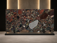 Dalle de marbre poli Rainbow Stone pour panneau mural TV, plan de toilette de salle de bain, comptoir de bar, contour de cheminée, plateau de table, rehausseur d'escalier