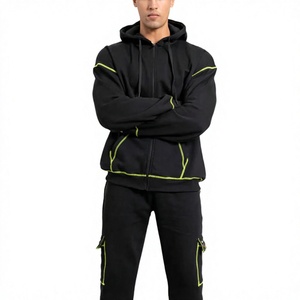 Sweat-shirt à capuche zippé pour homme Beazer Sports, coupe classique, couleur unie, en molleton, décontracté, 100% coton, anti-rétrécissement, vert fluo brodé - Product Image 3