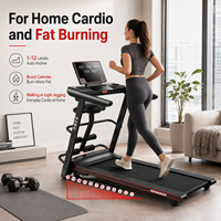Caminadora Plegable con Inclinación Automática y Ajuste de 1 a 12 Niveles, Máquina Eléctrica para Correr en Casa para Ejercicios Cardiovasculares
