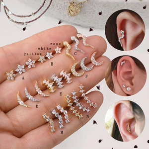 Orecchini <span class=keywords><strong>Piercing</strong></span> in Acciaio Inossidabile <span class=keywords><strong>Argento</strong></span> e Oro Rosa, 3 Colori Misti, per Conch, Helix, Tragus, Daith, 6mm, Regalo di Nozze - Product Image 3