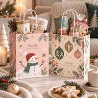 Sacs en papier cadeau personnalisés avec poignée torsadée, motifs botaniques de Noël, imprimés sur mesure, plusieurs tailles disponibles