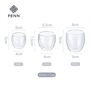 FENN Tazza da Tè in Vetro Borosilicato <span class=keywords><strong>a</strong></span> <span class=keywords><strong>Doppia</strong></span> <span class=keywords><strong>Parete</strong></span>, Design Unico, Tazze Trasparenti per <span class=keywords><strong>Espresso</strong></span>, Idea Regalo - Product Image 6
