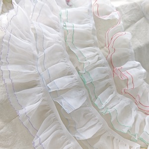 Pizzo Elastico Monofacciale a Doppio Strato RYL in Filato Neve Colorato, Plissettato e Intrecciato, per Elastici per Capelli, Gonne Fai-da-te, Polsini e Abbigliamento per Bambole - Product Image 1