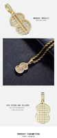Pendentif signe dollar en laiton plaqué or, serti de zircons baguette, style hip-hop, pour homme, idéal pour les soirées – Nouvelle collection tendance