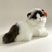 Peluche réaliste chat à poils longs, animal en peluche en gros, coton PP, en stock, OEM personnalisé, cadeau pour enfants