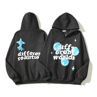 Streetwear personnalisé avec strass 100% coton Sweatshirts à capuche avec impression bouffante 3d lourde en coton pour hommes