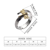 Bague élégante vintage en plumes avec libellule dorée, style thaïlandais distinctif en argent, pour femme