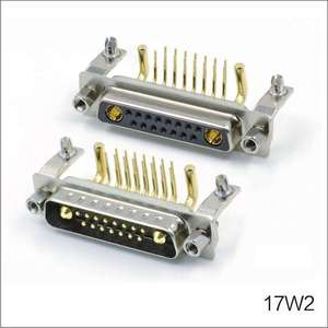 ขั้วต่อตัวผู้แบบมุมฉาก 17W2 กระแสสูง ชนิดเสียบ R/A DIP สำหรับ PCB ขั้วต่อ D-SUB 17W2 - Product Image 2
