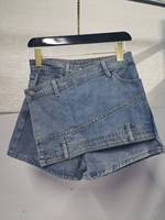 Jupe-short asymétrique taille haute en jean Think 2025 pour femme, couleur unie, mini-jupe irrégulière courte, décontractée été hiver