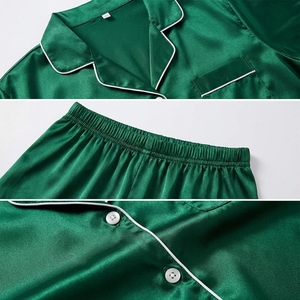 Conjunto <span class=keywords><strong>de</strong></span> Verano Elegante para Mujer en Satén <span class=keywords><strong>de</strong></span> Poliéster - <span class=keywords><strong>Pijama</strong></span> y Pantalones Cortos Transpirables <span class=keywords><strong>de</strong></span> 2 Piezas con Botones y Manga Corta - Product Image 2