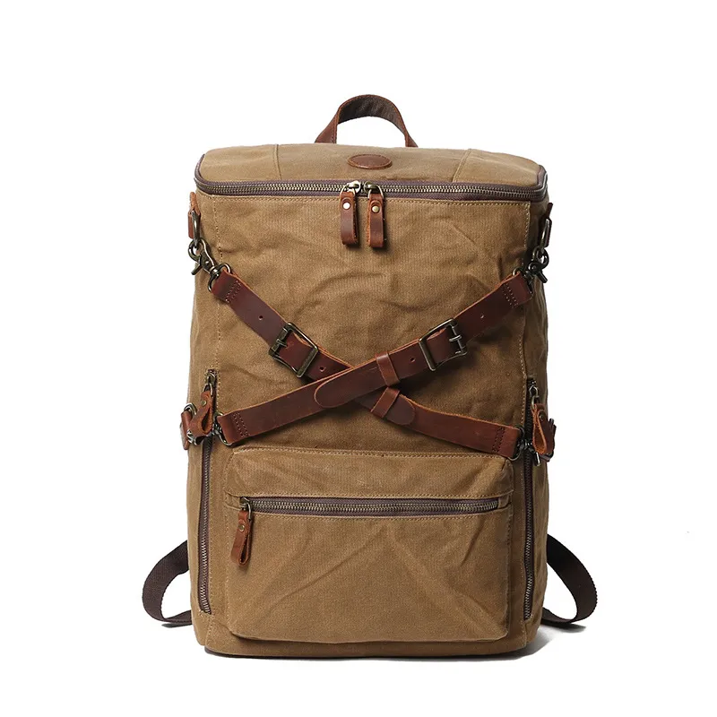 سعة كبيرة قماش جلد الظهر للرجال حقائب مدرسية خمر للماء Daypack حقيبة حاسوب محمول عالي الجودة على ظهره حقيبة