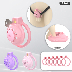 Jolie cage de chasteté rose pour homme, équipement de bondage du pénis, cage à pénis, jouets pour adultes avec verrou invisible, jouets sexuels BDSM pour hommes - Product Image 1