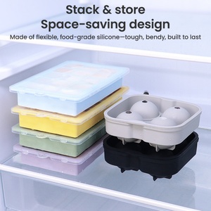 BPA Free Durable and Dishwasher Safe 2 Silicon Mold Food Grade Flexible Silicone Easy Release Ice Cube Tray With Lid for <b>Freezer</b> - Product Image 4