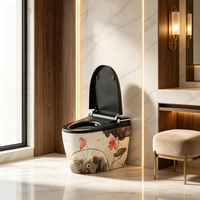 WC monobloc en céramique vintage avec motif fleur de lotus, toilettes de luxe rétro pour salle de bain, hôtel, villa