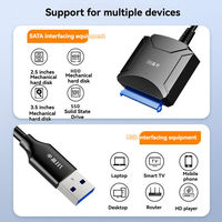 Cable adaptador USB 3.0 macho a SATA de 22 pines con fuente de alimentación CC para disco duro HDD de 2,5 y 3,5 pulgadas
