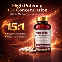 Private Label Maca Wortel 15:1 Extract Capsules voor Vrouwen Vrouwelijke Welzijn Billen & Heup Ondersteuning 7500mg OEM