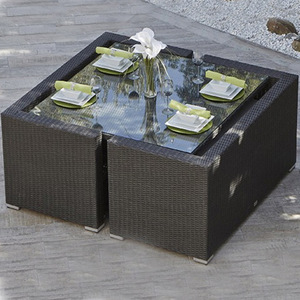 Ensemble de chaises de table et de terrasse d'hôtel modernes <span class=keywords><strong>repose</strong></span>-pieds combinés et créatifs <span class=keywords><strong>en</strong></span> <span class=keywords><strong>rotin</strong></span> pour les loisirs de cour Matériau métallique durable - Product Image 3