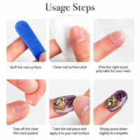 Lot de 5 outils portables pour ongles à presser, avec colle forte en gel, lime à ongles, bâtonnet en bois, outils de manucure, application et retrait faciles